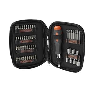 BLACK+DECKER A7104-XJ 56 Pc Magnetic Screw Driving Kit with Ratchet for DIY use (Black)