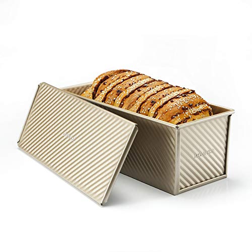 MONFISH Pullman loaf pan Bread loaf tin w slidable lid allumiumed Steel 1000g Dough champgne