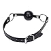 Open Breathable Mouth Ball and Soft Fur Leather Ajustable Handcuffs Black