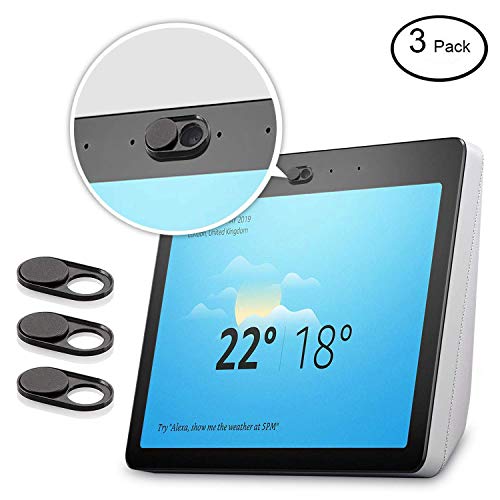 Olixar Amazon Echo Show (2nd Gen) Webcam Cover - Camera Privacy Slide - Compatible with Laptops, Tablets & Smartphones - Olixar Anti Hack - Black - 3 Pack