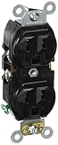 Leviton BR15-E 15-Amp, 125-Volt, Narrow Body Duplex Receptacle, Straight Blade, Commercial Grade, Self Grounding, Black