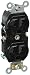 Leviton BR15-E 15-Amp, 125-Volt, Narrow Body Duplex Receptacle, Straight Blade, Commercial Grade, Self Grounding, Black primary