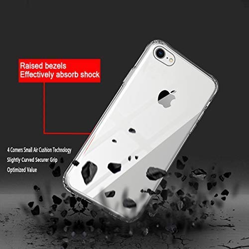 Weuiean iPhone 7 8 Case, Metal Level Anti-Scratch, RuggedFlexible Tempered Glass Back Case, Crystal Clear Cover with Soft TPU Bumper Frame Protection for iPhone 7 8 4.7 Inches (Transparent)