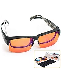 Fitover lentes de computadora de bloqueo de color azul   Se adapta a los anteojos recetados   Extra ámbar para una mejor reducción de la luz azul   Mejora el ciclo del sueño   Reduce el dolor de cabeza, migraña, insomnio