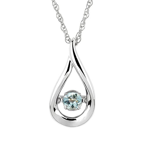 925 Sterling Silver & Gemstone Open Teardrop with Dancing Gemstone Inside Pendant Necklace with Rope Chain - 18”