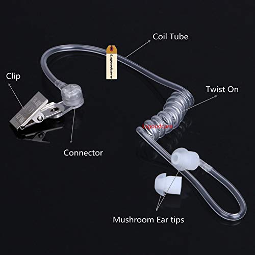 Lsgoodcare 1 Pin Covert Acoustic Tube Earpiece Headset PTT Mic and Replacement Ear Mold Earbud Pink Medium Compatible for Motorola Cobra Talkabout 2 Way Radio MT200 EM1000 Walkie Talkie, Pack of 5 - Thumbnail 4