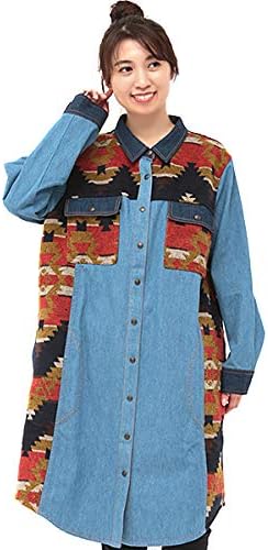 Amazon Co Jp チチカカ デニムパッチ ジャガード シャツワンピース レディース Xxx Large ブルー 服 ファッション小物