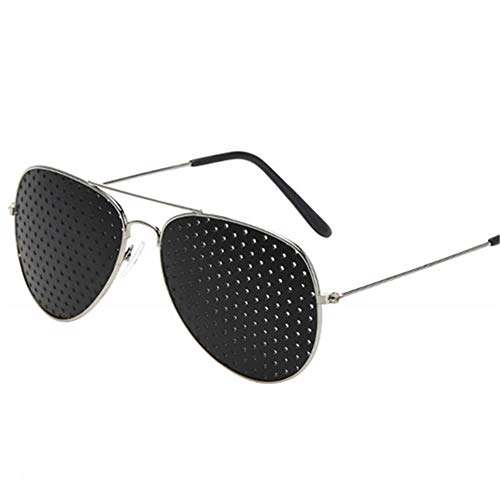 MonLiya 2PCS Retro Pinhole Sunglasses For Women Men Small Holes Eyeglasses Vision Care Glasses Unisex Eyesight Metal Frame Eyewear Eyesight Vision Improve Training Reading Glasses Anti-myopia Pin hole