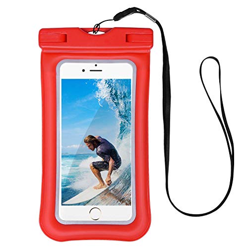 Universal Waterproof Case Cell Phone Dry Bag Compatible Motorola Moto One Power Android One XT1942 6.18" up to 6.3-inch, Tenplus IPX8 Airbag Floating Waterproof Pouch Reflective Outdoor - Red
