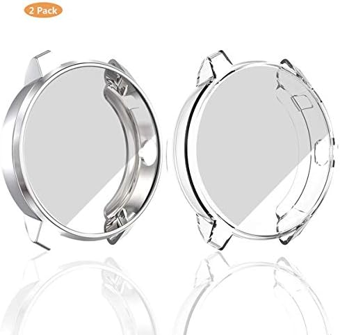 iHYQ Screen Protector Case for Garmin Vivoactive 3 Music,Unti-Shock TPU Full Cover Protector for Garmin Vivoactive 3 Music Smartwatch (Silver+Clear, vivoactive 3 Music)