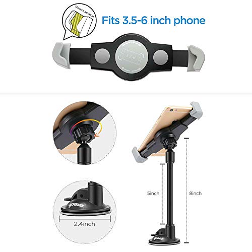 Universal Air Vent Car Mount Phone Holder for GPS with Suction Pad, Rotatable Cup Holder, Adjustable & Diagonal Clamp, Compatible with iPhone Xs Max R X 8 Plus 7 Plus 6S Samsung Galaxy S9 S8 - Thumbnail 6