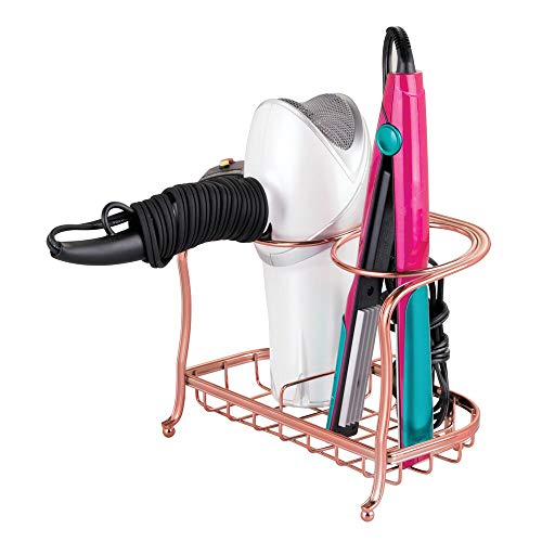 image for mDesign Metal Bathroom Vanity Countertop Hair Care & Styling Tool Stor
