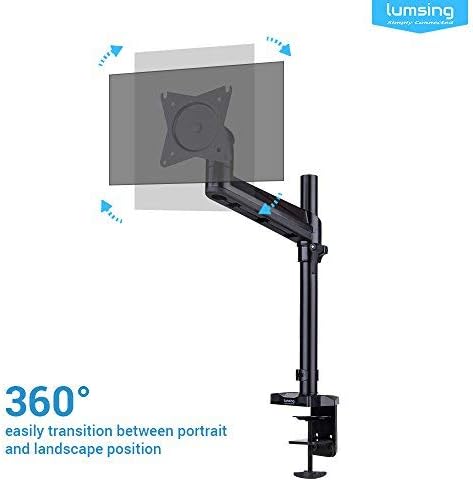 Lumsing Monitor Stand Flat Screen Monitor Desk Arm Mount Monitor Bracket Monitor Ultra Size Computer Desk Swivel Tilt Mount for LCD/LED Screens 13"(33 cm) - 27" (68 cm)
