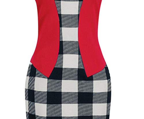 image for Birdfly Office Women's Plaid Patchwork Pencil Skirts Formal Working Dr