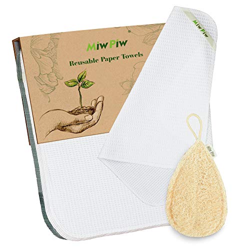 Miw-Piw-Reusable-Unpaper-Towels-Set-10-Highly-Absorbent-Bamboo-Paper-Towel-Washable-Paperless-Recycled-Organic-Cotton-Napkins-Bathroom-Roll-Cleaning-Cloths-Eco-Friendly-Zero-Waste