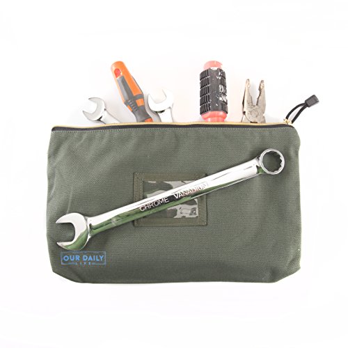 Canvas Zipper Tool Bags - 16 oz Heavy Duty Utility Bag - Water Resistant Multi-Purpose 13.7 inch X 8.5 inch Spacious Storage Pouches - 4 Pack Organizer Set - Tools, Cosmetics, Art and more. - Thumbnail 2