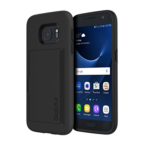 Samsung Galaxy S7 case, Incipio Stowaway, Credit Card Case with Integrated Stand Wallet Polycarbonate Rigid Cover  - Black