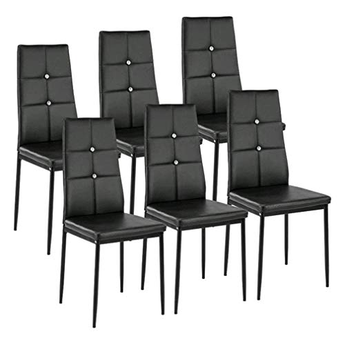Kitchen Dining Chairs Set of 6 with Sturdy Metal Legs, High Backrest Dining Breakfast Chair for Home Kitchen Living Room (6PCS+Black)
