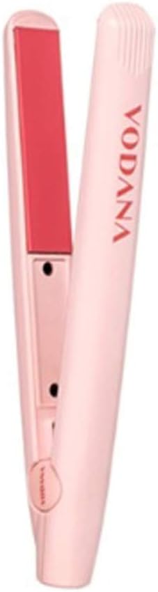 VODANA Pocket Portable Mini Flat Iron Ceramic Heat Plate Ultralight Hair Styler Free Voltage (PINK)