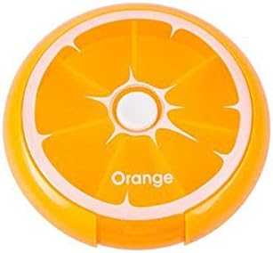 ARCE Cute 7 Day weekly Pill Box Reminder Medicine Storage Container Pill Case Receive a case automatically rotating packing candy medicine(orange)