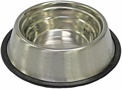 Fuzzy Puppy Pet Products NTD-16 Non-Tip Measurement Dog Bowl with Rubber Base, 16 oz