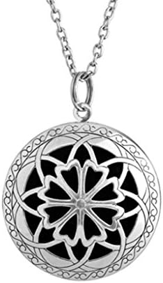 JFairy Jewelry Aromatherapy Antique Silver Flower Hollow Locket Diffuser Necklace Pendant Essential Oils