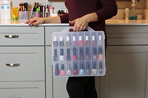 Bins & Things Thread Spools Storage Case | Nail Polish Organizer (48 Slots) Heavy-Duty Sewing, Embroidery, and Craft Box | Essential Oils Organizer | Travel-Friendly Carry Handle