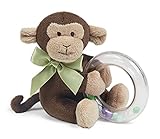 Bearington Baby Giggles Plush Stuffed Animal Monkey Shaker Toy Ring Rattle 5