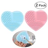 PIXNOR Makeup Brush Cleaner Finger Glove Silicone Cosmetic Clean Tools Pack of 2, Pink Blue