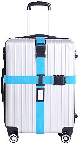 Luggage Strap,Travel Cross Luggage Stronghen Straps with Information Card,Blue