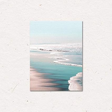 Strand zomer slaapkamer achtergrond schilderij verse blauwe zee rechthoek  Canvas schilderij mooie huisdecoratie E 25x30cm geen Frame: Amazon.nl