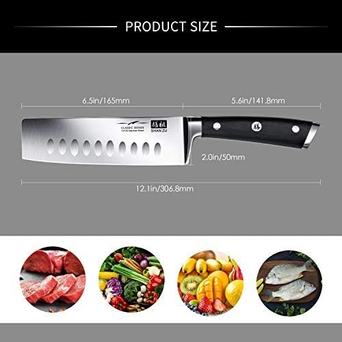 SHAN ZU Japanese Nakiri Knife 6.5 Inch, Ultra Sharp German Stainless Steel Vegetable Chopper Chef Knives, Ergonomic Handle - Image 4