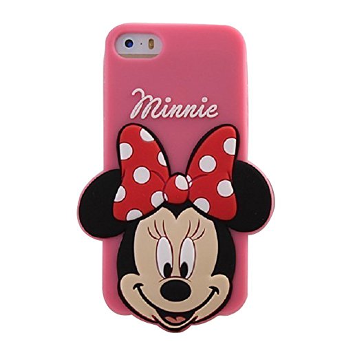 iPhone 5 Case,iPhone 5 Minnie Mickey Silicone Case,Tribe-Tiger 3D Cute Cartoon Animal Mouse Big Face Minnie Soft Silicone Back Case Cover for Apple iPhone 5(Big Face Minnie)