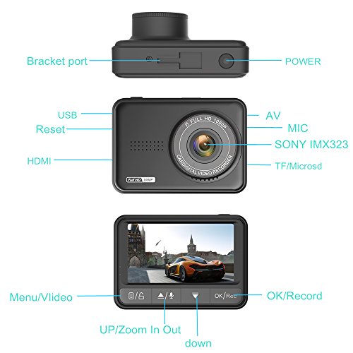 Dash Cam for Cars, 2.45'' LCD Full HD 1080P Car Dashboard Camera Recorder with 170° Wide Angle, Night Vision, G-sensor, Loop Recording, WDR - Thumbnail 7