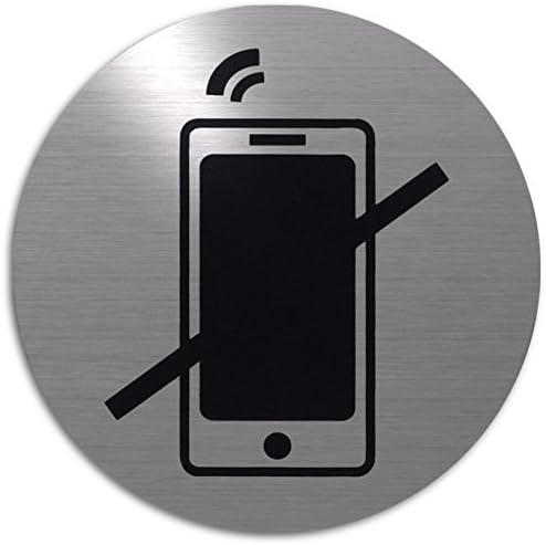 Xaptovi round door sign Pictogram: No Phone zone | Stainless steel | 5 year warranty | Adhesive Fixing | Size: round Ø 82 mm