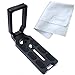 Fotasy LPM Universal L Quick Release Plate Bracket for Arca Swiss Type Tripod Ball Head with Premier Cleaning Cloth (Black)
