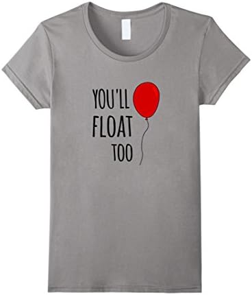 Womens You ll Float Too Red Balloon Halloween Horror T Shirt XL Slate