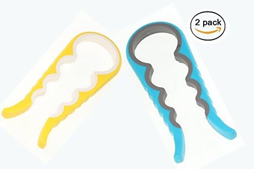 SZAT Multi-size Jar Glass Lid Bottle Cap Opener Twist Kitchen Tool For Seniors Women Children,2 in 1 Pack (Orange n White & Blue n Grey)