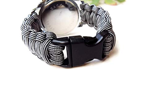 Athletic grey paracord nylon strap steel wrist watch men Parachute bracelet Cool gift for men - Thumbnail 6