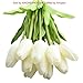 XIAOHESHOP XHSP 30 pcs Real-Touch Artificial Tulip Flowers Home Wedding Party Decor (Pure White)