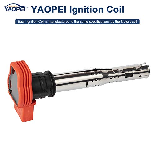 YAOPEI Ignition Coil Pack Set of 4 for Volkswagen Audi Vehicles Replace # 06E905115E -2 Years Warranty