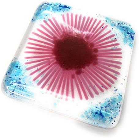 Pink Gerbera Daisy Fused Glass Coaster - Perfect for a Desk, Dressing Table or Bedside Table - Lovely Birthday, Valentines, Mothers Day, Christmas, Wedding, Anniversary, Teachers Gift