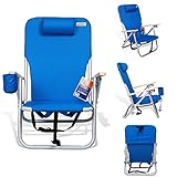 Extra Lightweight Backpack Folding Chair Portable Aluminum Frame Recline with Straps and Cup Holder for Camping Lawn Beach Outdoor