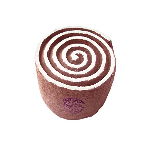 Royal Kraft Spiral Wooden Round Printing Block Stamp - DIY Henna Fabric Textile Paper Clay Pottery Block Printing Stamp TBtag016