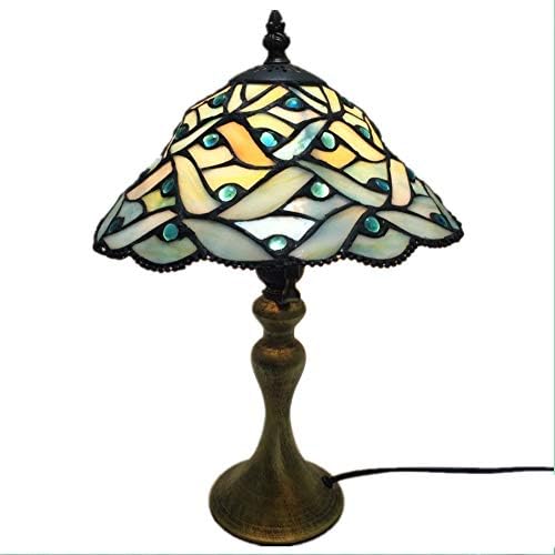 AUNLPB Tiffany Lamp with Stained Glass and Crystal Bead, Simple Tiffany Light Is Suitable for Living Room Coffee Desk Bedroom Beside in Hight 10 Inch