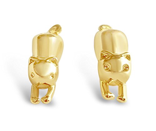 Rosa Vila 3D Cat Stud Earrings, Cute Hanging Gold, Rose Gold and Silver Tone Cat Studs Earrings, Animal Jewelry for Women, Kitten Jewelry for Cat Lovers (Rose Gold Tone) - Thumbnail 5