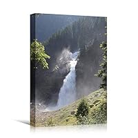 Canvas Wall Art Mountain Waterfalls Landscape Multicolor Photography Relax/Calm Traditional Waterfall - 12x18 inches
