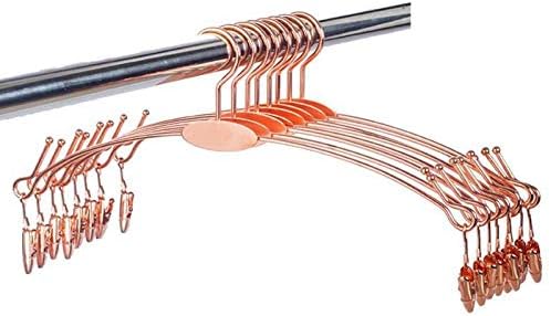 FAUCETYYY Hanger 27Cm Rose Gold Stainless Steel Hangers with 2 Clips Metal Lingerie Hanger Wardrobe Storage Hanger Underwear Bra Clips 10Pcs@Rose_Gold(Mj)
