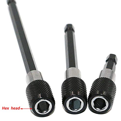 Eyech 3Pcs Magnetic Drill Bit Extension Quick Change Impact Driver Bits 1/4 Inch Hex Shank Magnetic Screw Holder 2/4/ 6 Inch Length Security Head Screwdriver Driver Bit Set