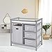 Costzon Baby Changing Table, Infant Diaper Changing Table Organization, Diaper Storage Nursery Station with Hamper and 3 Baskets (Gray+White)